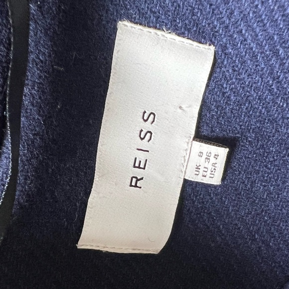 REISS MALIKA WOMENS SHAWL COLLAR WOOL COAT IN NAVY BLUE SIZE 4 - Picture 6 of 8
